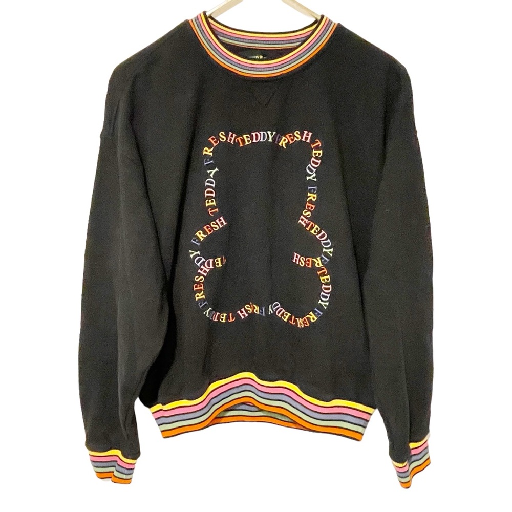 Teddy Fresh Size Small Unisex‎ Black Multi Color Pullover Sweatshirt